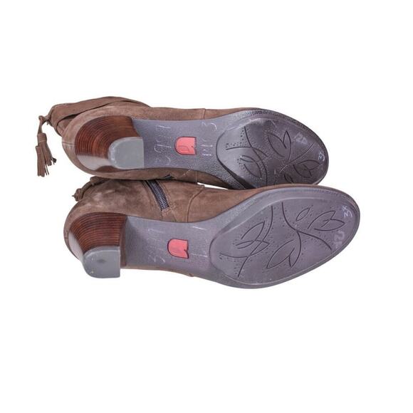 Umberto Raffini Brown Suede Leather Pump Heel Boots Round Toe Size 38 - Picture 5 of 5